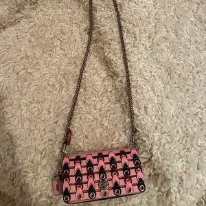 Coach pink and purple mini bag
